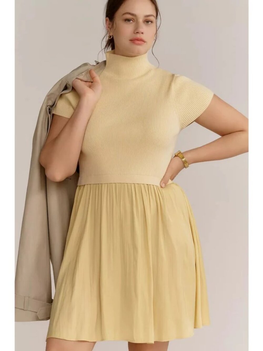 NWT Anthropologie Thea Twofer Short-Sleeve Mini Edition in Canary Yellow